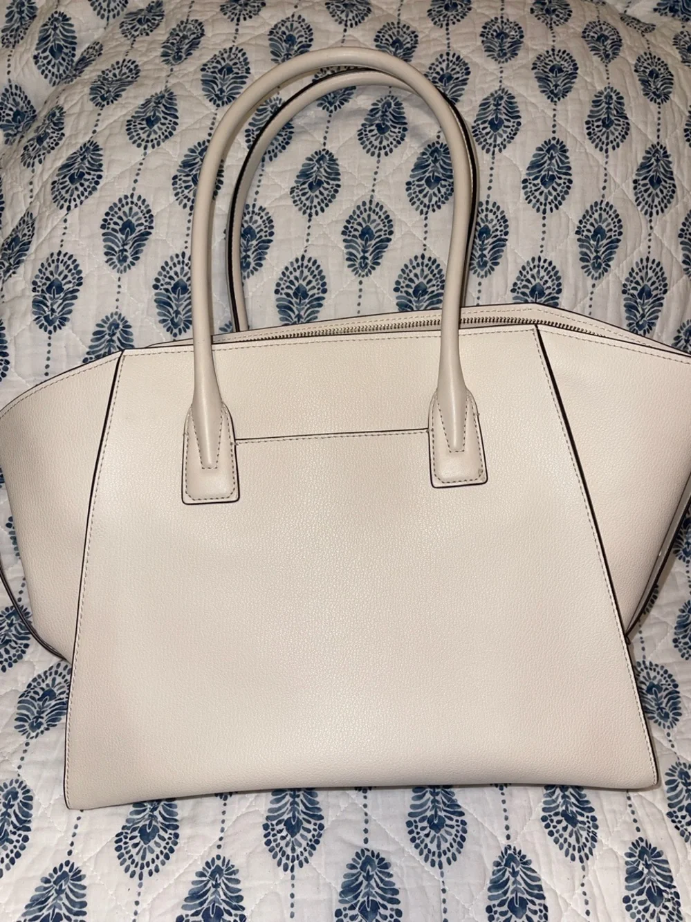 Michael Kors Cream Structured Leather Tote with Gold Logo